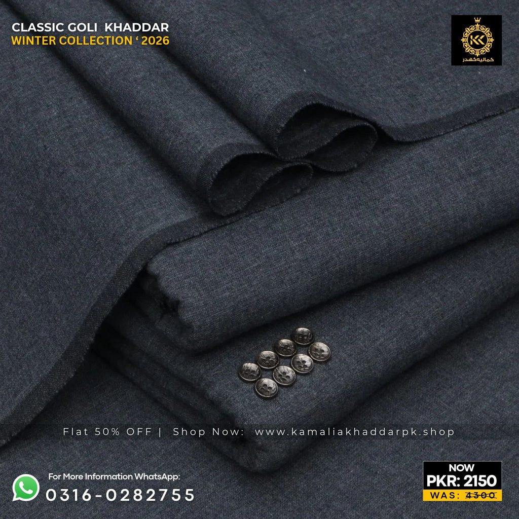 Charcoal Black Classic Goli Khaddar Suit