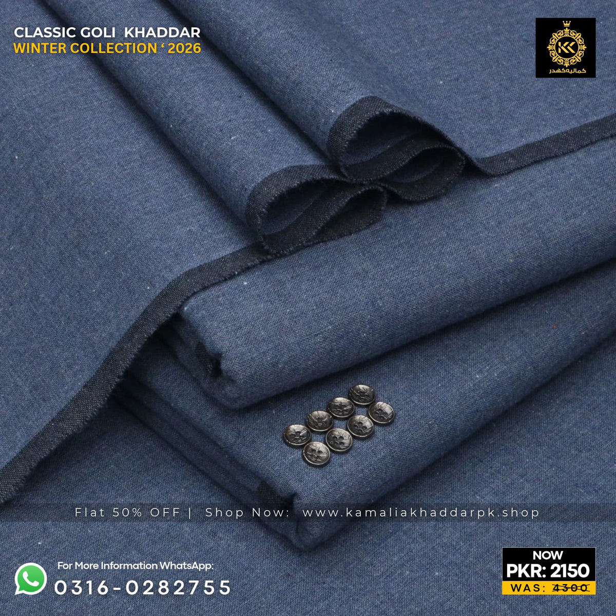 Indigo Blue Classic Goli Khaddar Suit