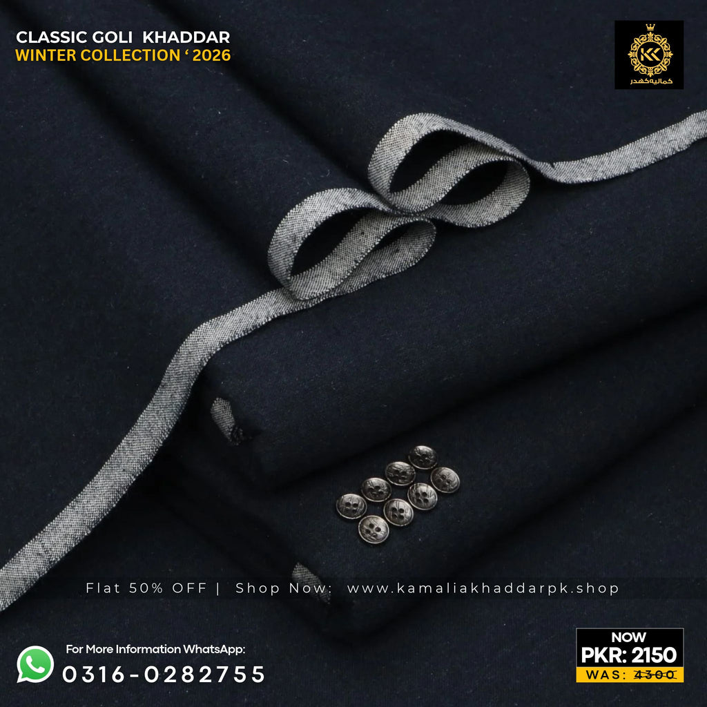 Jet Black Classic Goli Khaddar Suit