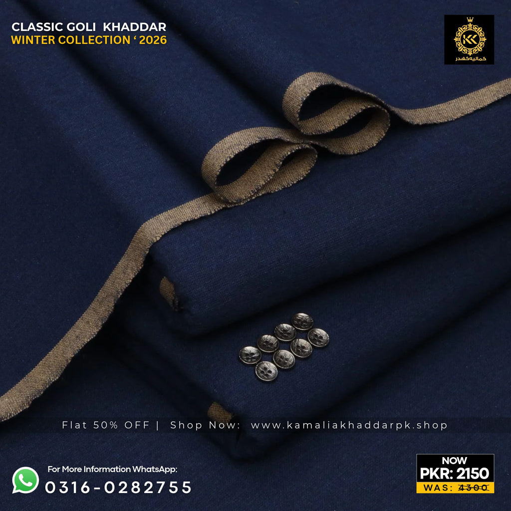 Navy Blue Classic Goli Khaddar Suit