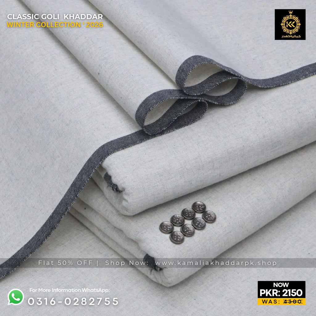 Silver Grey Classic Goli Khaddar Suit