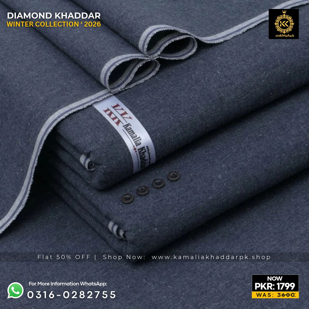 Charcoal Grey Diamond Khaddar Suit