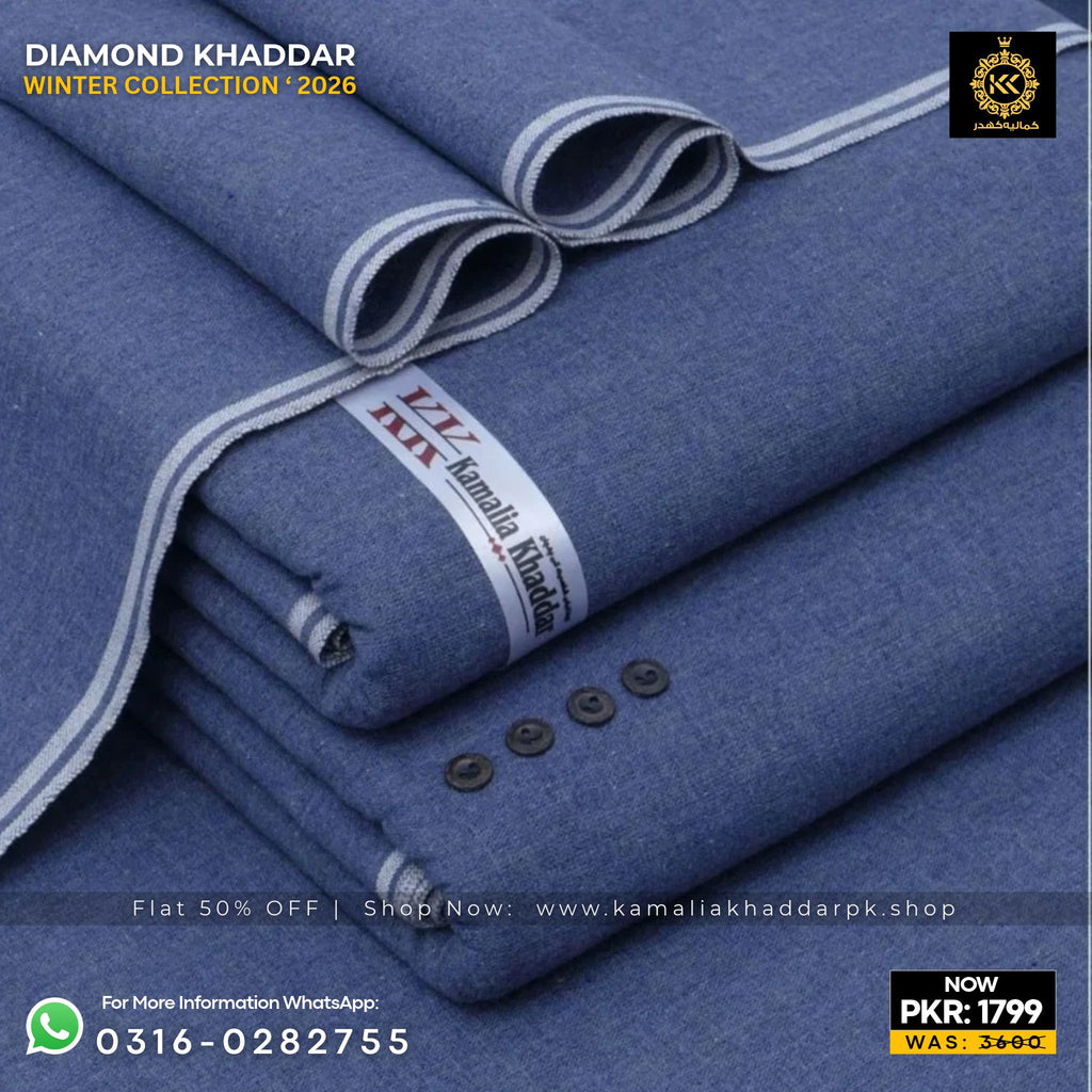 Ocean Blue Diamond Khaddar Suit