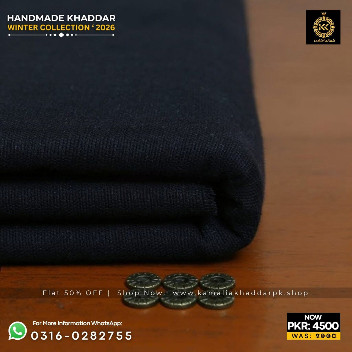Pure Black Handmade Khaddi Khaddar Suit