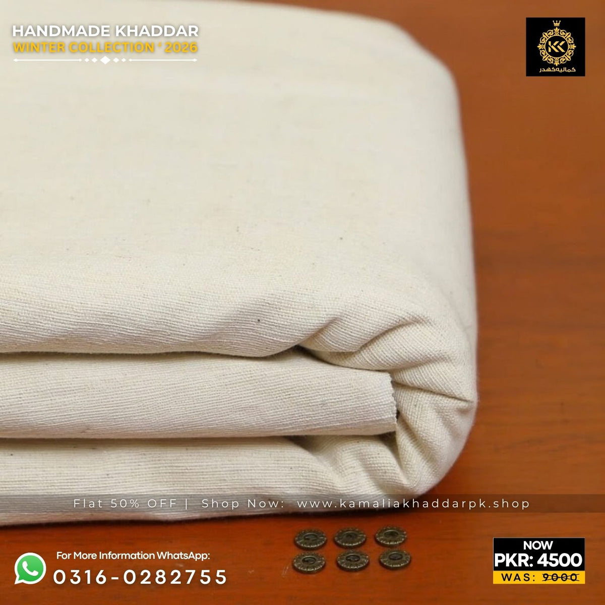 Light Off-White Handmade Khaddi Khaddar Suit
