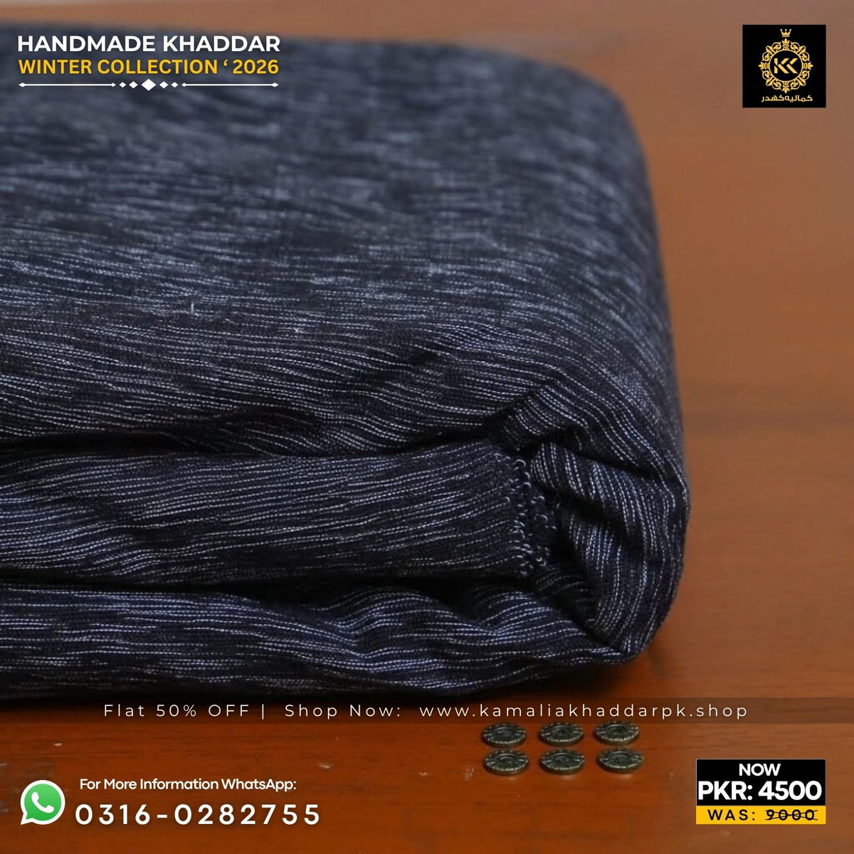 Melange Black Handmade Khaddi Khaddar Suit