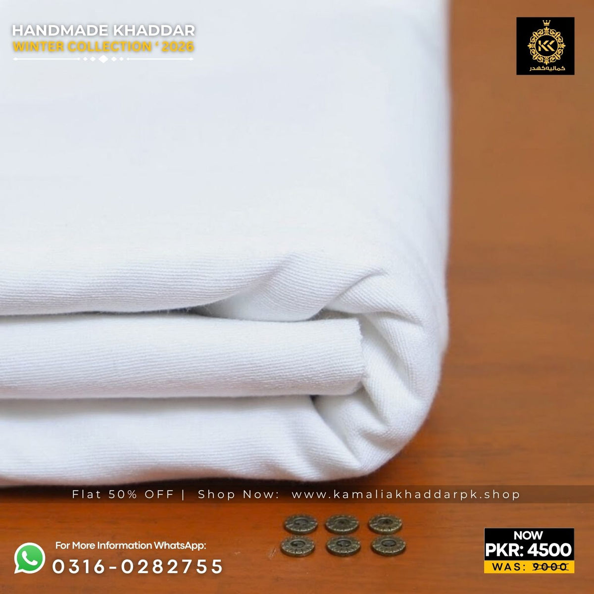 Pure White Handmade Khaddi Khaddar Suit