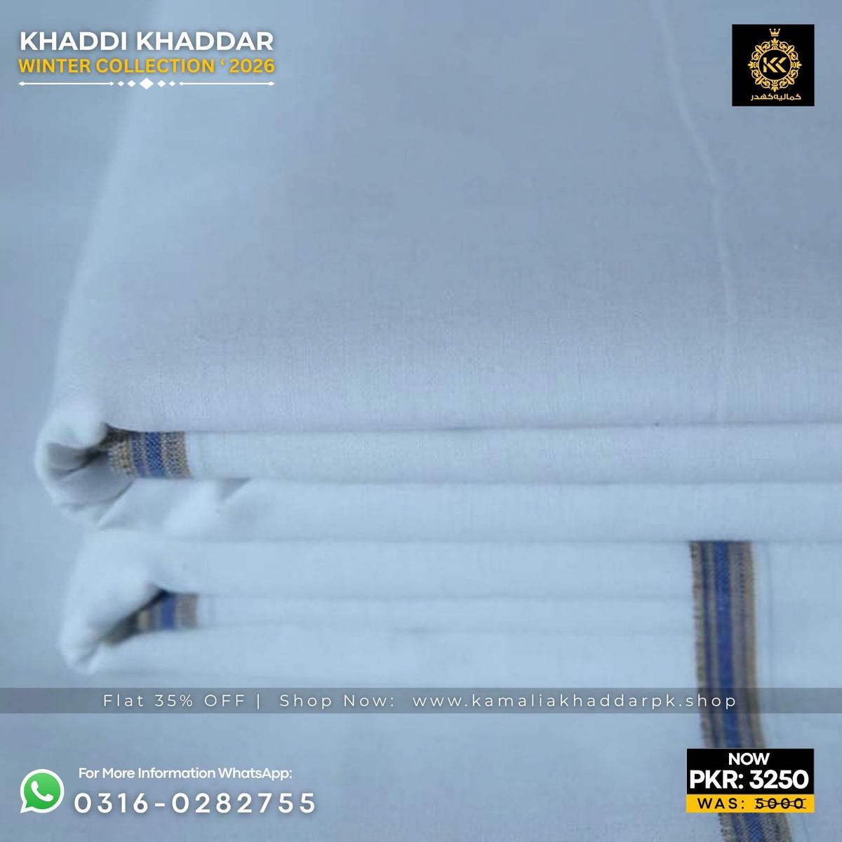 Pure White Khaddi Exclusive Khaddar Suit