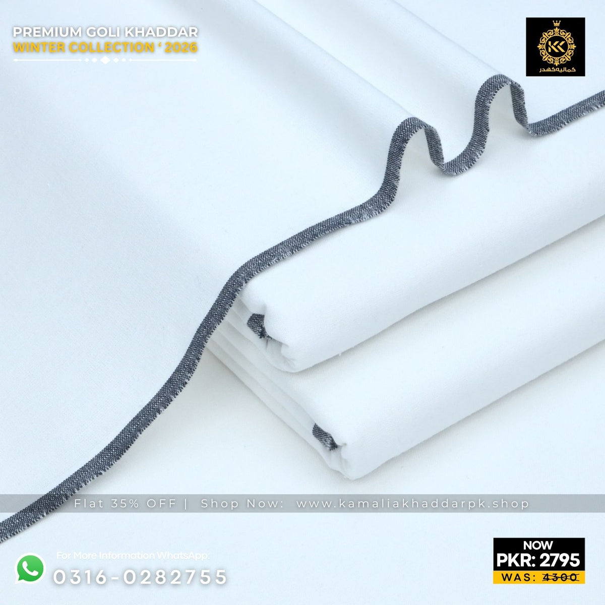 Pure White Premium Goli Khaddar Suit