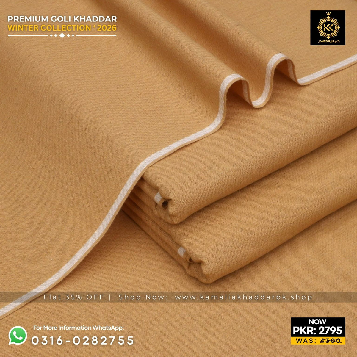 Honey Mustard Premium Goli Khaddar Suit