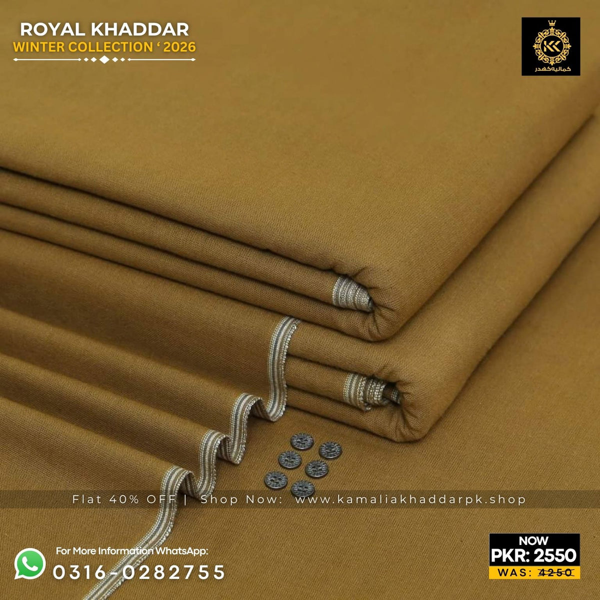 Mustard Gold Royal Khaddar Suit
