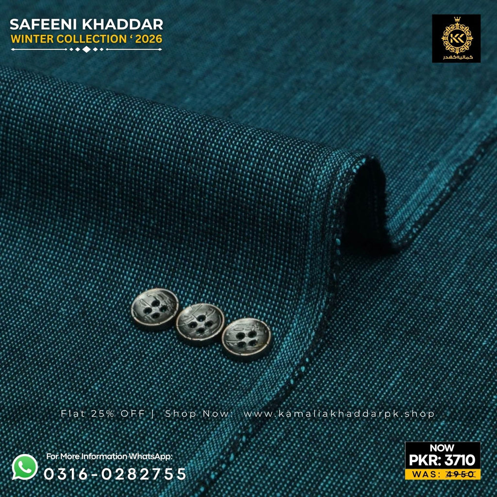 Teal Blue Safeeni Khaddar Suit