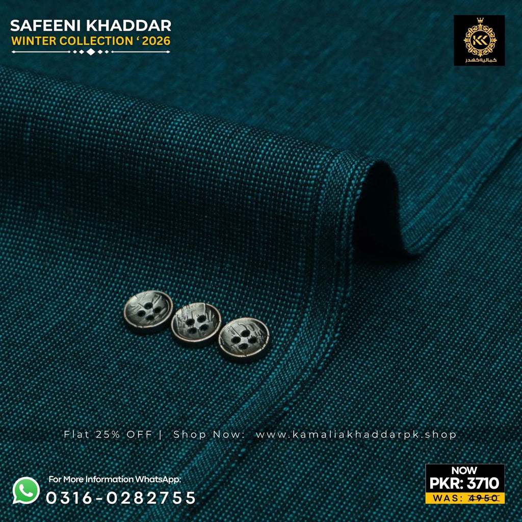 Deep Teal Safeeni Khaddar Suit